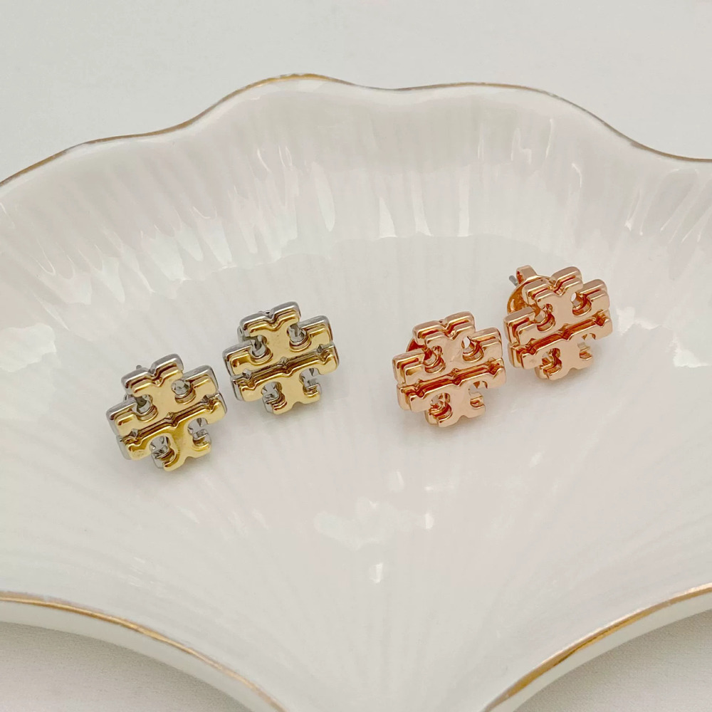 Tory Burch Dainty Metal Letter Stud Earrings